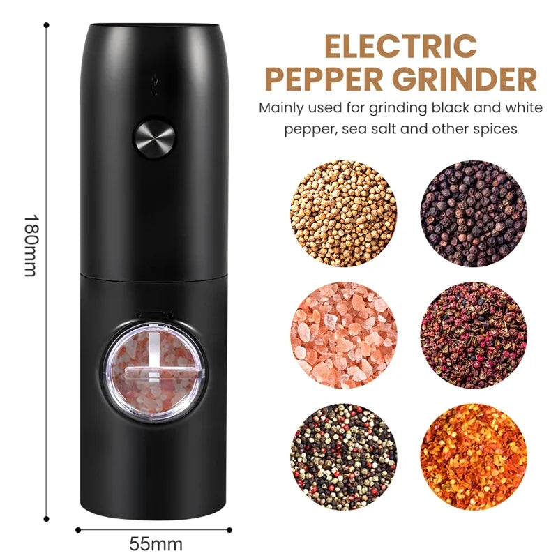 Rechargeable Electric Salt and Pepper Grinder Set with Charging Base Stainless Steel Automatic Salt Pepper Grinder Spice Mill