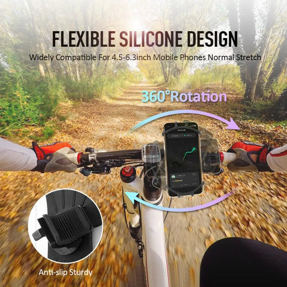 Bike Phone Holder 360 Rotatable Phone Mount Stand Adjustable Bike Phone Holder Non-Slip Cycling Bracket Pull Type for All Phone