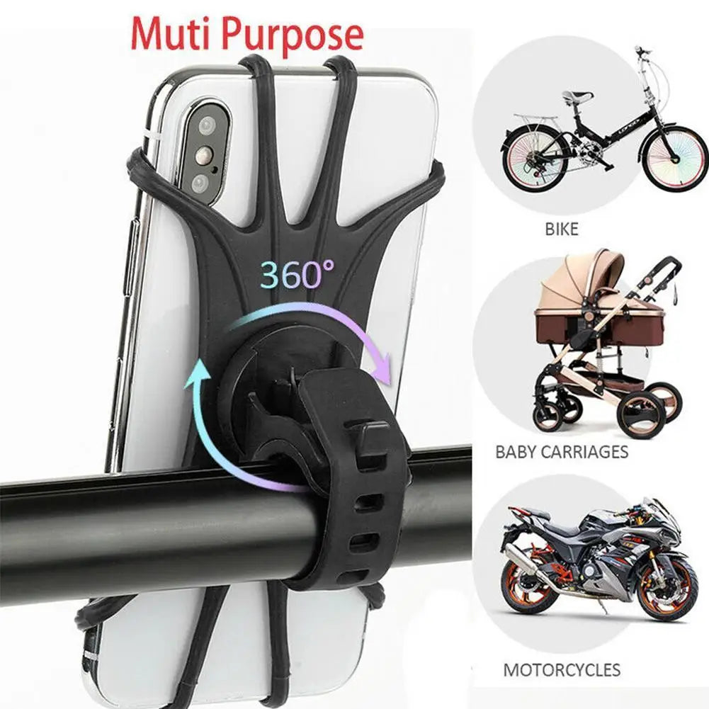 Bike Phone Holder 360 Rotatable Phone Mount Stand Adjustable Bike Phone Holder Non-Slip Cycling Bracket Pull Type for All Phone