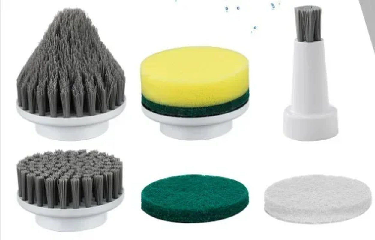 Zai Xiao Electric Spin Scrubber Cordless Cleaning Brush with 2 Rotating Speeds & 6 Replaceable Heads for Bathroom,Kitchen,Wall,O