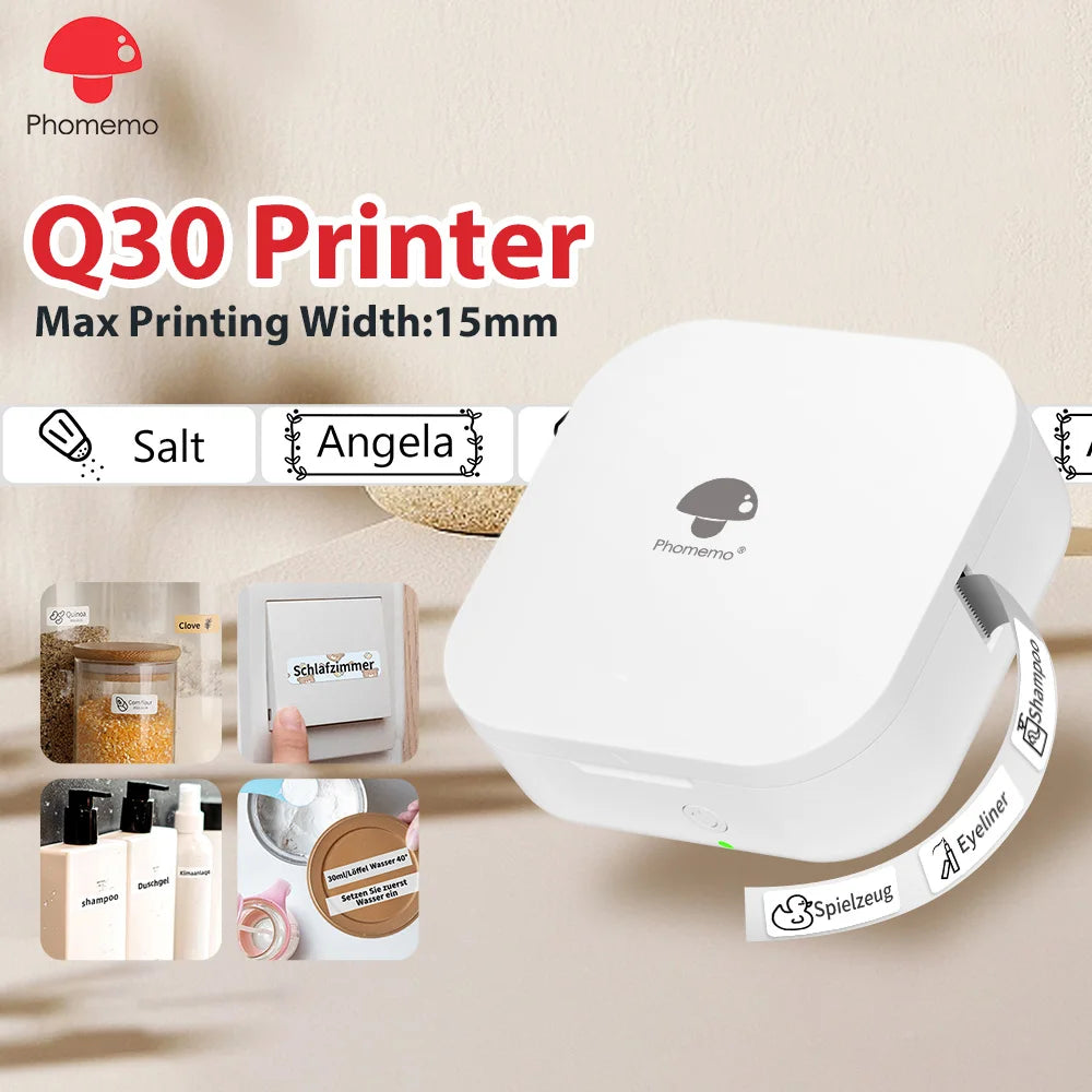 Q30 Bluetooth Thermal Label Printer, Pocket Sticker Maker for Date/Diy Labels, Ios Android Wireless Printer, Multi-Paper