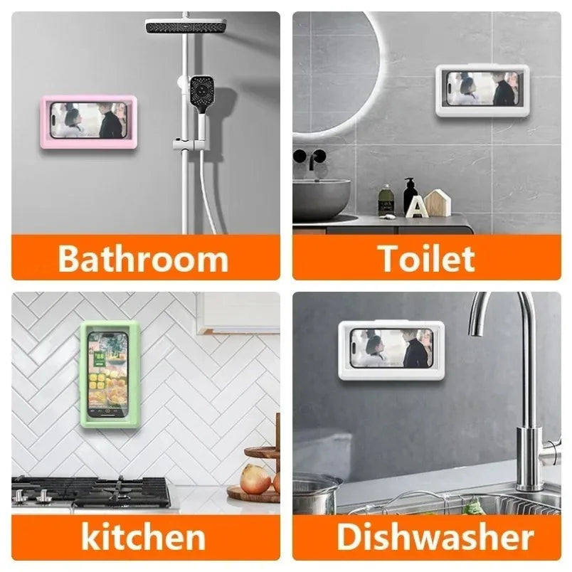 Shower Phone Holder Waterproof 480 Rotating Phone Holder for Bathroom Bathtub Kitchen Wall Waterproof and anti Fog Phone Holder