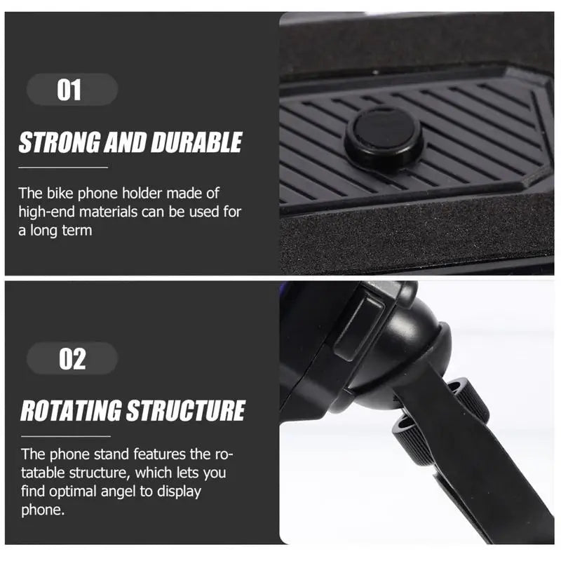 Phone Holder for Bike Handlebar Rotatable Multipurpose Phone Mount Black Phone Clip for Scooter Motorcycle Space-Saving Phone
