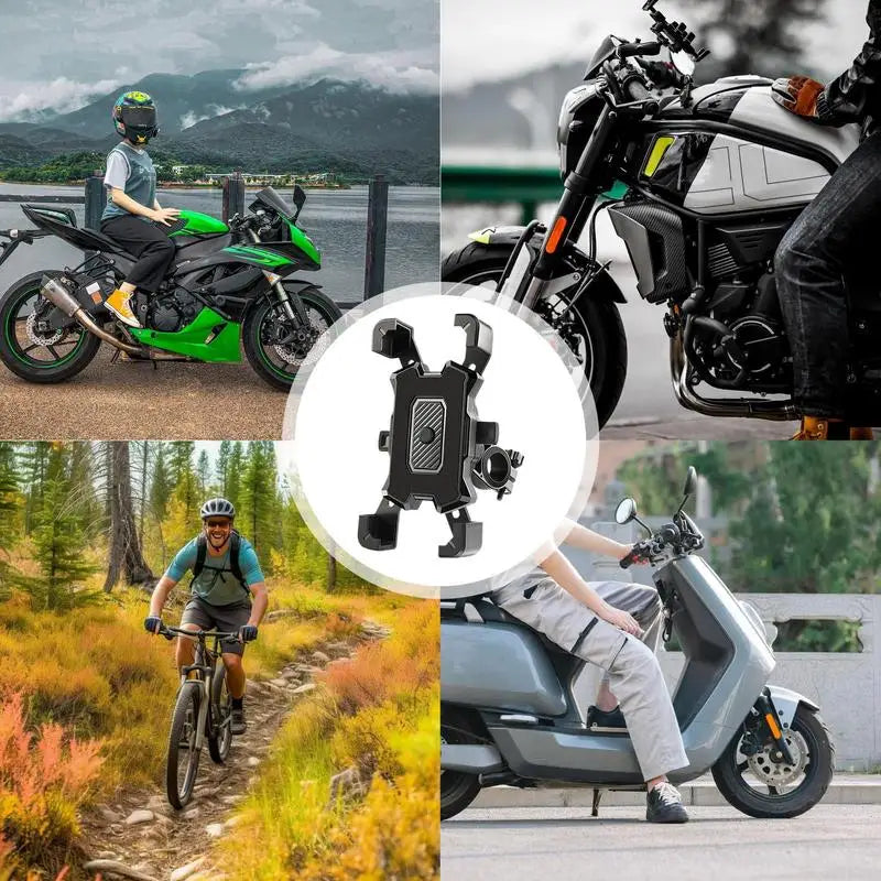 Phone Holder for Bike Handlebar Rotatable Multipurpose Phone Mount Black Phone Clip for Scooter Motorcycle Space-Saving Phone