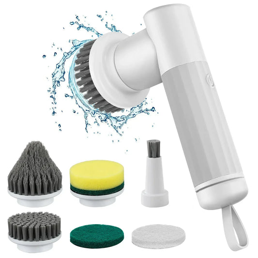 Zai Xiao Electric Spin Scrubber Cordless Cleaning Brush with 2 Rotating Speeds & 6 Replaceable Heads for Bathroom,Kitchen,Wall,O